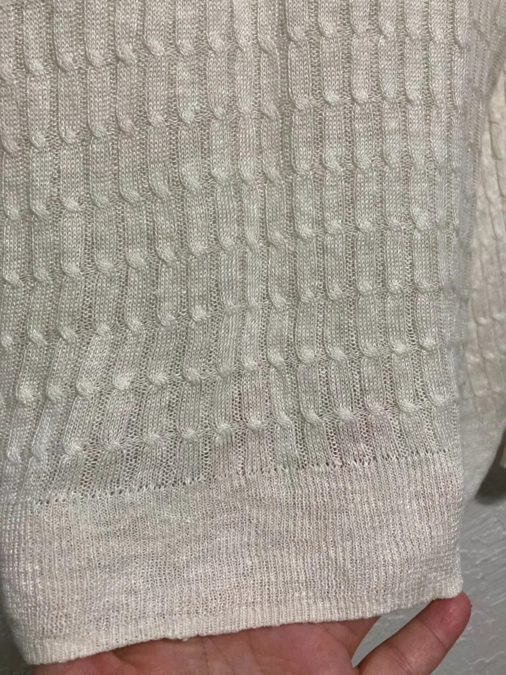 J. Crew Linen Cable Knit Sweater Minimalist Preppy Ivory lightweight Coastal XS
